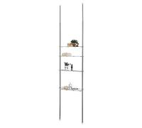 CARO-Möbel DUNJA - Mensola telescopica da bagno, multiuso, regolabile in altezza, 250-280 cm, 3 ripiani, 1 cestino, cromato