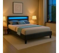 CARO-Möbel Letto imbottito MIRASOL con illuminazione a LED, letto singolo in similpelle, 120 x 200 cm, con rete a doghe inclusa