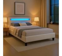 CARO-Möbel Letto imbottito MIRASOL con illuminazione a LED, letto singolo in similpelle, 120 x 200 cm, con rete a doghe inclusa