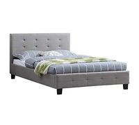 CARO-Möbel Letto imbottito Nebraska, 120 x 200 cm, letto singolo, design con rete a doghe, rivestimento in tessuto, colore: grigio