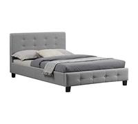 CARO-Möbel Letto imbottito OKLAHOMA 120 x 200 cm, letto singolo, design con rete a doghe, rivestimento in tessuto, colore: grigio