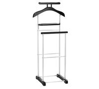 CARO-Möbel Medina da uomo con gruccia, gruccia per pantaloni e ripiano, elegante appendiabiti in metallo, bianco/nero, per camera da letto e altro ancora