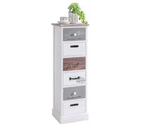 CARO-Möbel Mensola Aviano con 6 cassetti, piccola cassettiera stile vintage, cassettiera in stile shabby bianco, 29 x 91 x 27 cm