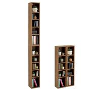 CARO-Möbel Scaffale per CD DVD Blueray in rovere marrone scuro, 2 pezzi, supporto per CD con 10 scomparti per fino a 160 CD, 20 x 187 cm (larghezza x altezza)