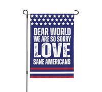 Caro mondo, ci dispiace tanto, bandiera da giardino 28x40 per decorazioni interne ed esterne