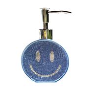 CARO Orchidea Blu Resina 3D Rotondo Smiley Viso Cristalli Soap Dispenser-Chrome