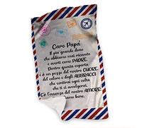 "Caro Papà..." Plaid Personalizzato con Dedica Speciale coperta in Pile Idea Regalo Compleanno Natale Festa Del Papà Babbo letto Caldo Divano Decorazione casa Amore Famiglia (160x200 cm)