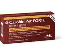 | Carobin Pet Forte Cane Gatto, 30 Compresse Appetibili, Riduzione Disturbi Acut
