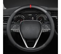 Carodi Copertura per volante auto in fibra di carbonio, confortevole e antiscivolo, universale, 15 pollici (nero)