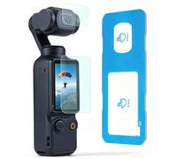 CAROKI Set di 2 pellicole protettive per schermo e obiettivo per DJI Osmo Pocket 4/3, telaio di allineamento automatico con un clic, 9H, trasparente, antigraffio, senza bolle, copertura in vetro