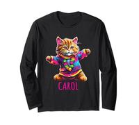 Carol - Design colorato con Gatto Che Balla per Ragazze, Nome Carol Maglia a Manica