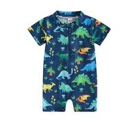 Carolilly Costume da Bagno Intero Bambino con Cerniera UV Maniche Corte Costume da Piscina da Neonato Maschio Swimsuit Protezione Solare UPF 50+ Swimsear Spiaggia Mare (Multicolore, 6-12 Months)