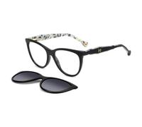 Carolina Herrera HER 0259/CS Sunglasses with Clip-On - Black Frame, Grey Polarized Lenses, 54mm