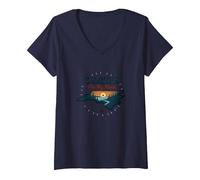 Carolina On My Mind Carolina del Nord Tramonto Amante della Natura Maglietta con Collo a V, Donna, Navy, XXL