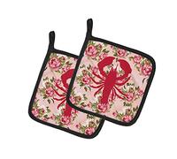 Caroline Treasures aragosta shabby chic, rosa, paio di presine bb1015-rs-pk-pthd 7.5hx7.5 W rose, multicolore