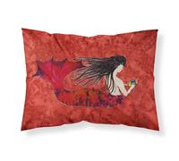 """"Caroline's Treasures 8726PILLOWCASE Black Haired Mermaid On Red Fabric Standard Pillowcase Large Multicolor""""