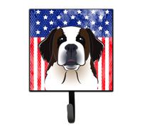 """"Caroline's Treasures American Flag and Saint Bernard Leash or Key Holder hooks Multicolor""""