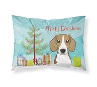 """"Caroline's Treasures BB1611PILLOWCASE Christmas Tree And Beagle Fabric Standard Pillowcase Large Multicolor""""