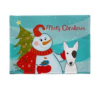 """"Caroline's Treasures BB1829PLMT Snowman With Bull Terrier Fabric Placemat Multicolor""""