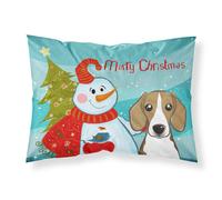 """"Caroline's Treasures BB1859PILLOWCASE Snowman with Beagle Fabric Standard Pillowcase Large Multicolor""""