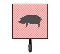 """"Caroline's Treasures Berkshire Pig Pink Check Wall Hook Small Multicolor""""