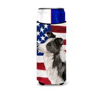 """"Caroline's Treasures Border Collie Patriotic Decorative Can Hugger Slim Multicolor""""
