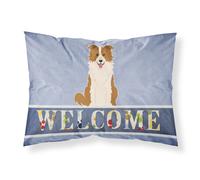 """"Caroline's Treasures Border Collie Red White Welcome Pillowcase Standard """"