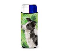 """"Caroline's Treasures Border Collie St. Patrick's Decorative Can Hugger Slim Multicolor""""