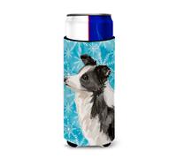 """"Caroline's Treasures Border Collie Winter Decorative Can Hugger Slim Multicolor""""
