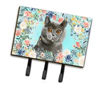 """"Caroline's Treasures British Shorthair Spring Flowers Leash or Key Holder hooks Multicolor""""