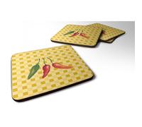 """"Caroline's Treasures Cayenne Pepper on Basketweave Decorative coasters 3.5 Multicolor""""