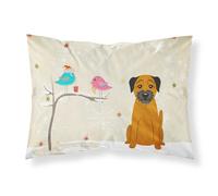 """"Caroline's Treasures Christmas Presents between Friends Border Terrier Fabric Standard Pillowcase BB2511PILLOWCASE Multicolor""""