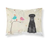 """"Caroline's Treasures Christmas Presents between Friends Schnauzer Black Fabric Standard Pillowcase BB2504PILLOWCASE Multicolor""""