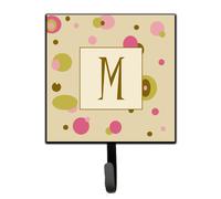 """"Caroline's Treasures CJ1004-MSH4 Letter M Initial Monogram-Tan Dots Leash Holder or Key Hook Small Multicolor""""