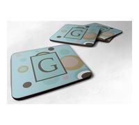""""Caroline's Treasures CJ1013-GFC Monogram-Blue Dots Foam Coasters (Set of 4) Initial Letter G 3.5"""""""" H x 3.5"""""""" W Multicolor""""