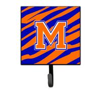 """"Caroline's Treasures CJ1023-MSH4 Letter M Initial Monogram-Tiger Stripe-Blue Orange Leash Holder or Key Hook Small Multicolor""""