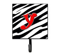 """"Caroline's Treasures CJ1024-YSH4 Letter Y Initial Monogram-Zebra Red Leash Holder or Key Hook Small Multicolor""""