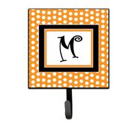 """"Caroline's Treasures CJ1033-MSH4 Letter M Initial Monogram-Orange Polka Dots Leash Holder or Key Hook Small Multicolor""""