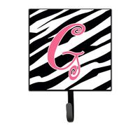 """"Caroline's Treasures CJ1037-GSH4 Letter G Initial Monogram-Zebra Stripe and Pink Leash Holder or Key Hook Small Multicolor""""