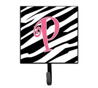 """"Caroline's Treasures CJ1037-PSH4 Letter P Initial Monogram-Zebra Stripe and Pink Leash Holder or Key Hook Small Multicolor""""
