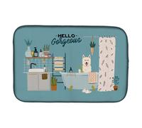 """"Caroline's Treasures CK7467DDM White German Shepherd in Bathtub dish-drying-mats 14 x 21 Multicolor""""