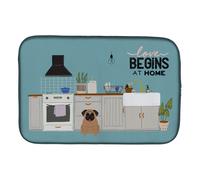 """"Caroline's Treasures CK7709DDM Brown Pug Kitchen Scene dish-drying-mats 14 x 21 Multicolor""""