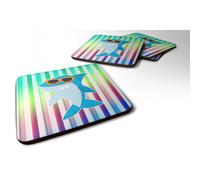 """"Caroline's Treasures Cool Kat Shark Foam Coaster Set of 4 3.5 Multicolor""""