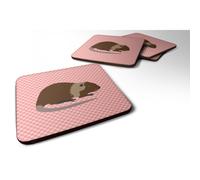 """"Caroline's Treasures Coypu Nutria River Rat Pink Check Decorative coasters 3.5 Multicolor""""