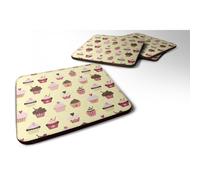 """"Caroline's Treasures Cupcakes on Yellow Decorative coasters 3.5 Multicolor""""
