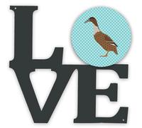 """"Caroline's Treasures Dutch Hook Bill Duck Blue Check Metal Artwork Love wall-decor Multicolor""""