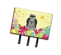 """"Caroline's Treasures Easter Eggs Shih Tzu Black Silver Leash or Key Holder hooks Multicolor""""