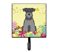 """"Caroline's Treasures Eggs Silver Easter Miniature Schanuzer Black Wall Hook Small Multicolor""""