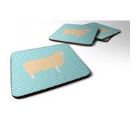 """"Caroline's Treasures English Leicester Longwool Sheep Blue Check Decorative coasters 3.5 Multicolor""""