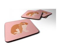 """"Caroline's Treasures English Lop Rabbit Pink Check Decorative coasters 3.5 Multicolor""""